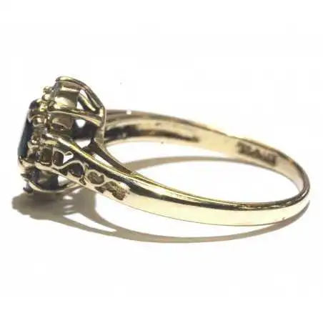 14 kt zlatý prsten se safírem a brilianty