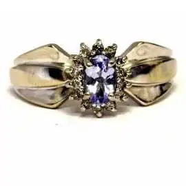 14 kt zlatý prsten s tanzanitem a brilianty