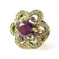 Stříbrný prsten s ametysty zdobený bronzem