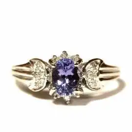 14 kt zlatý prsten s tanzanitem a brilianty
