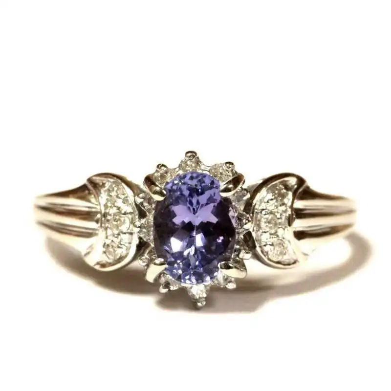 14 kt zlatý prsten s tanzanitem a brilianty