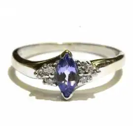 14 kt zlatý prsten s tanzanitem a brilianty