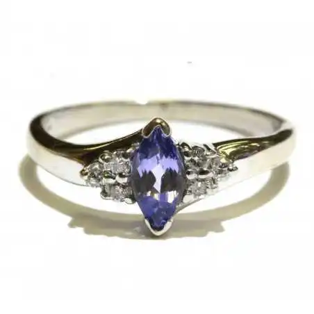 14 kt zlatý prsten s tanzanitem a brilianty
