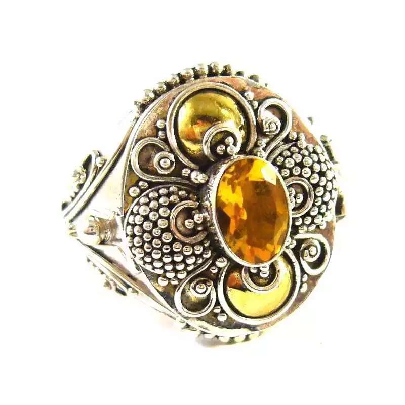 Stříbrný jedový prsten s citrínem