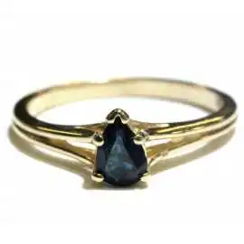 14 kt zlatý prsten se safírem