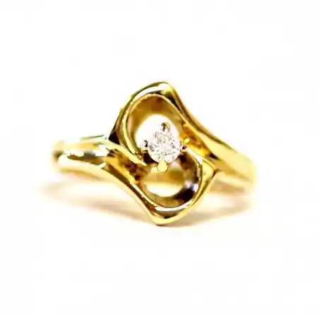 14 kt zlatý prsten s briliantem 0.10 kt