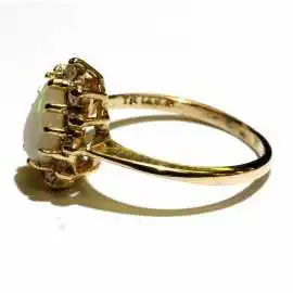 14 kt zlatý prsten s opálem a brilianty 0.20 kt