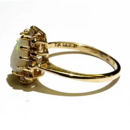 14 kt zlatý prsten s opálem a brilianty 0.20 kt