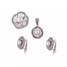 Stříbrný set s mořskými perlami