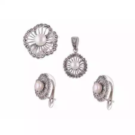 Stříbrný set s mořskými perlami